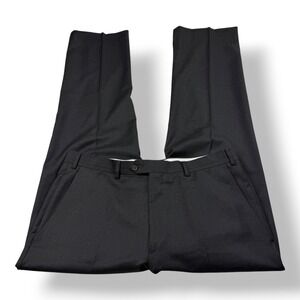 Santorelli Romeo Luxury Serge Charcoal Grey Virgin Wool Dress Pants Mens 36x33